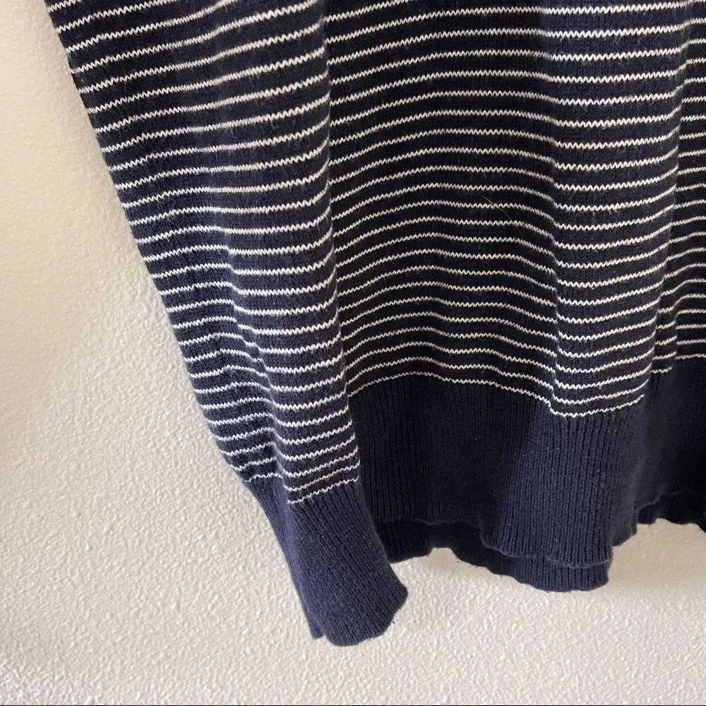 J. Crew Navy White Stripe Sweatshirt Sweater Preppy Academia Minimalist-Medium